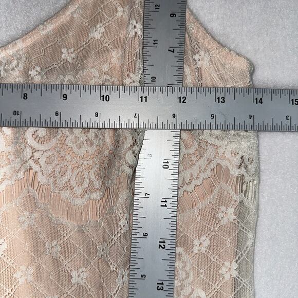 Forever 21 Womens Nude Lace Dress Size XS White Lace Overlay Slip Dress V-Neck - Picture 6 of 9